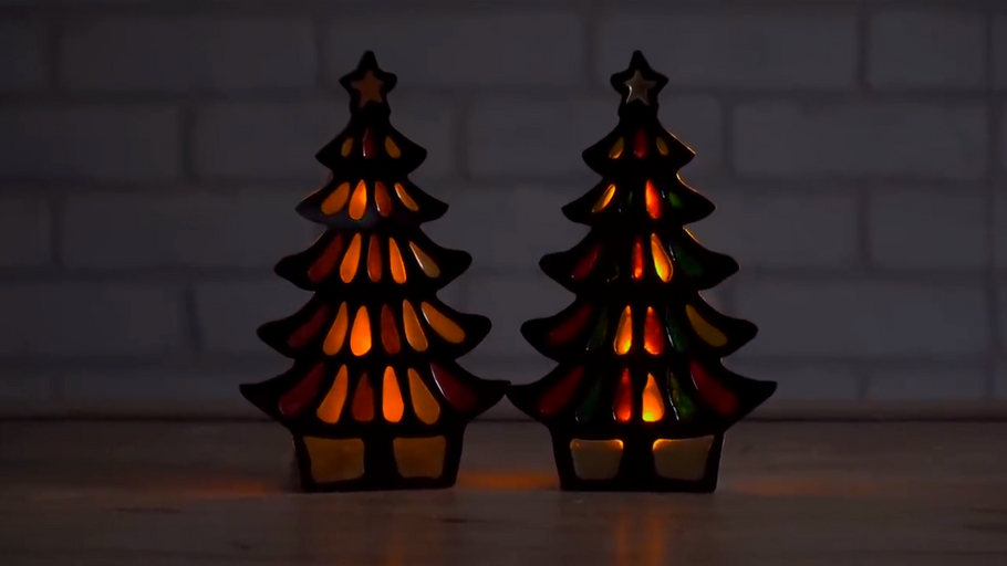 Acrylic and Resin Christmas Tree Candle Holders