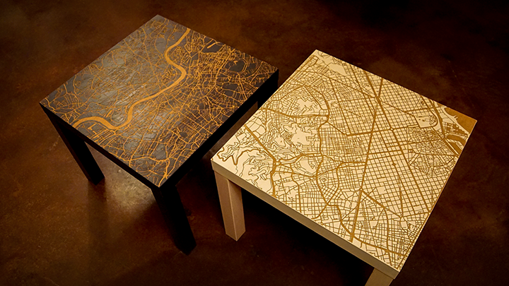 Engraved Map End Tables